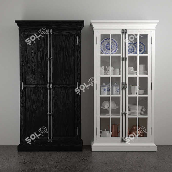 Elegant French Casement Cabinet 3D model image 2