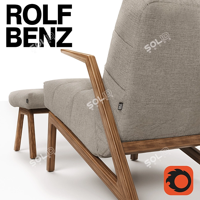 Modern Elegance: ROLF BENZ Armchair 580 3D model image 2