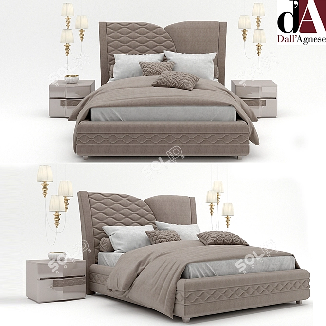 Elegant Bianco Bed by Dall'Agnese 3D model image 1