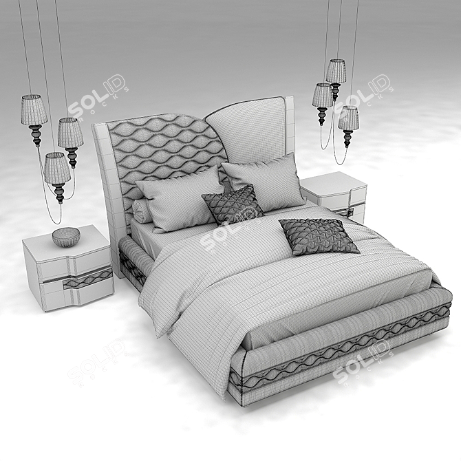 Elegant Bianco Bed by Dall'Agnese 3D model image 2