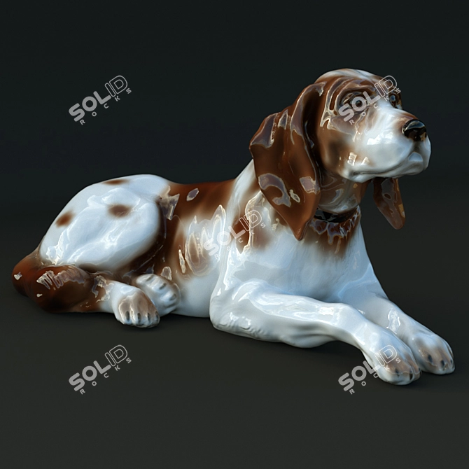 Porcelain Resting Setter Figurine 3D model image 1