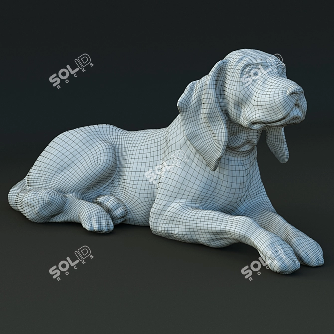 Porcelain Resting Setter Figurine 3D model image 3