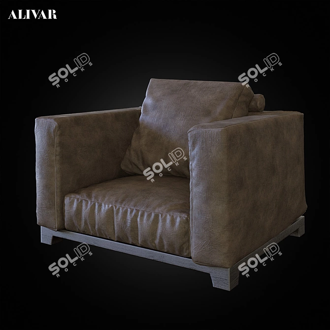 ALIVAR TAILOR Armchair: Timeless Elegance with Wood and Leather 3D model image 1