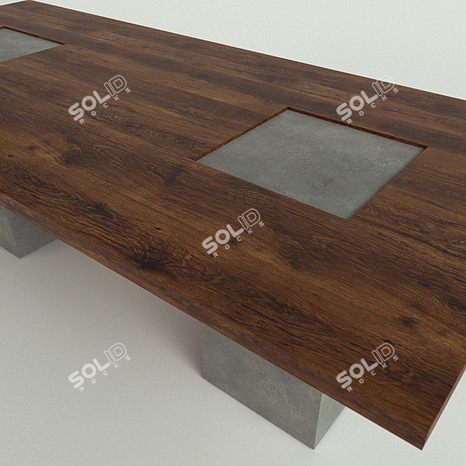 Wooden Table with Concrete Legs 3D model image 3