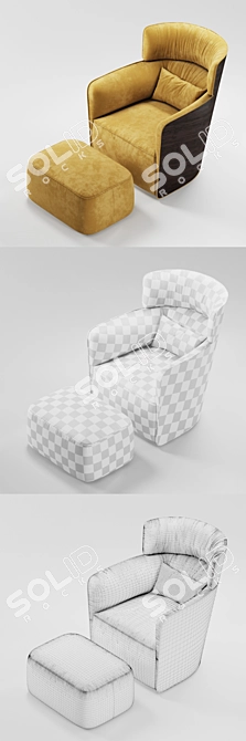 Modern Foldable Lounge Chair & Ottoman 3D model image 3