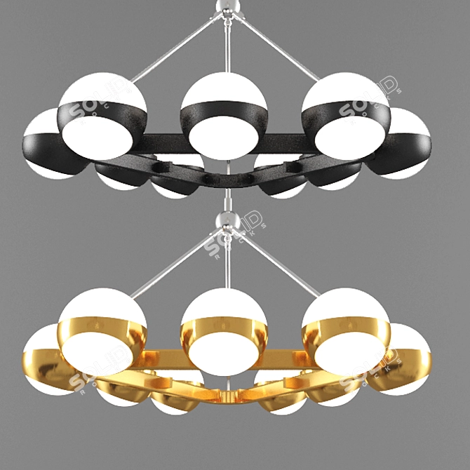 Industrial Loft Metal and Glass Pendant Light 3D model image 1