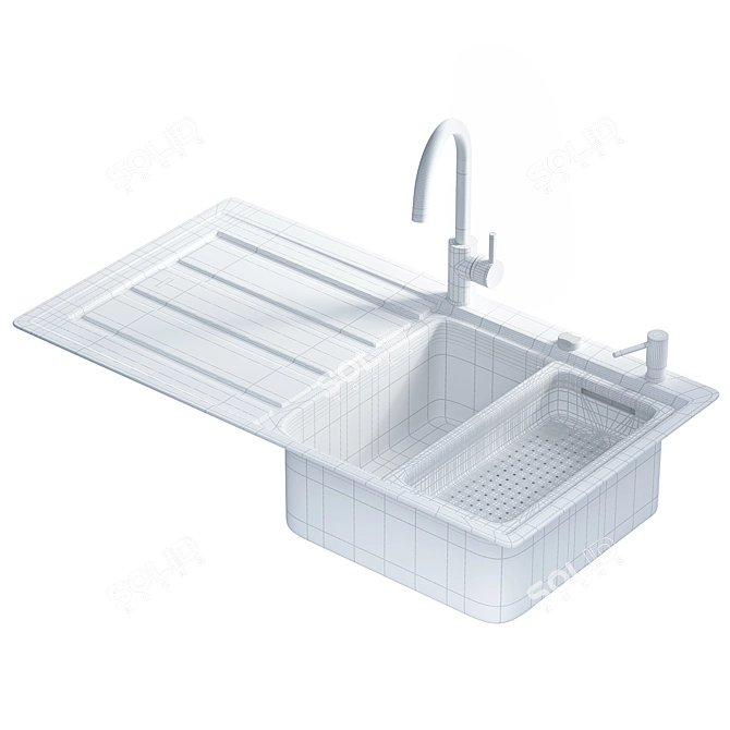 Sleek Stainless Steel Sink 3D model image 3