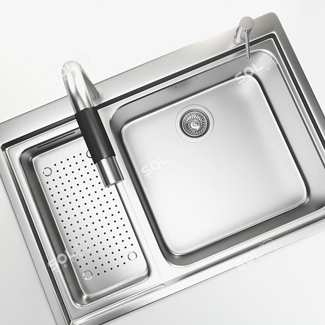 Stainless Steel Sink with Battery - 55x78 cm 3D model image 2