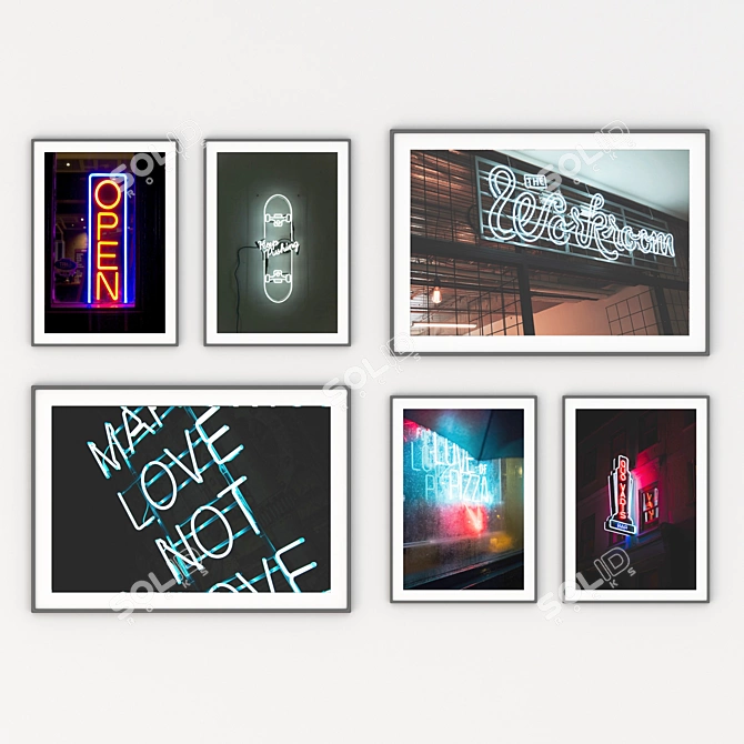 Title: Contemporary Frames Set: 9 High-Resolution Paintings 3D model image 1