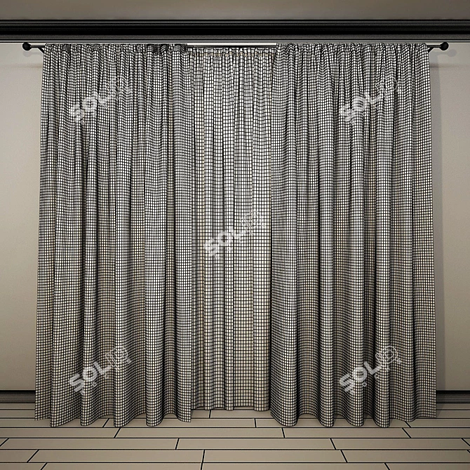 Straight Curtains and Sheer 3D model image 2