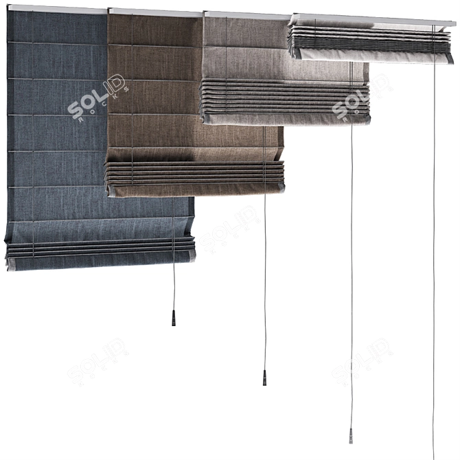 Elegant Roman Curtains 3D model image 2