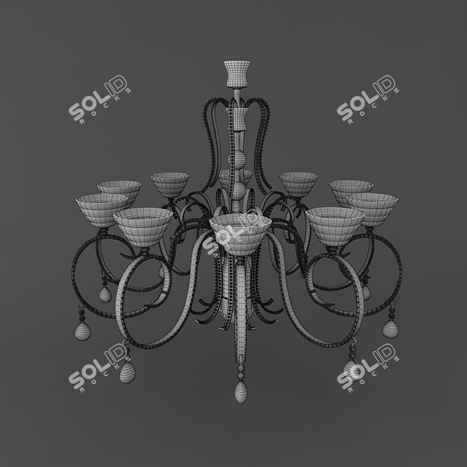 Modern Suspended Chandelier: Elegant Lighting Fixture 3D model image 2