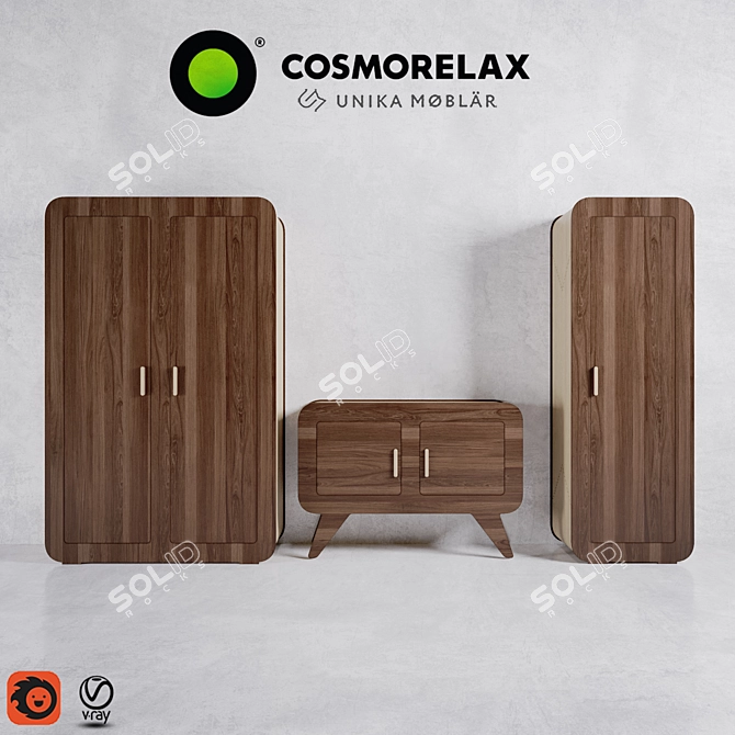 Modern Scandinavian Furniture Set 3D model image 1