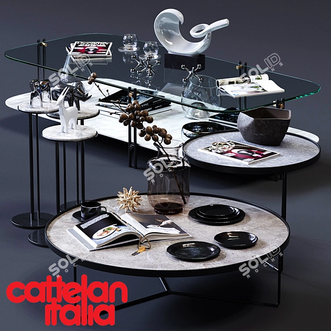 Modern Cattelan Italia Coffee Tables Set 3D model image 1