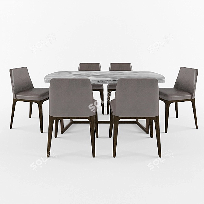 Elegant Sophie Chair & Tridente Table 3D model image 1