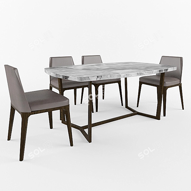 Elegant Sophie Chair & Tridente Table 3D model image 2