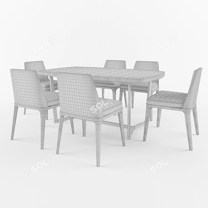 Elegant Sophie Chair & Tridente Table 3D model image 3