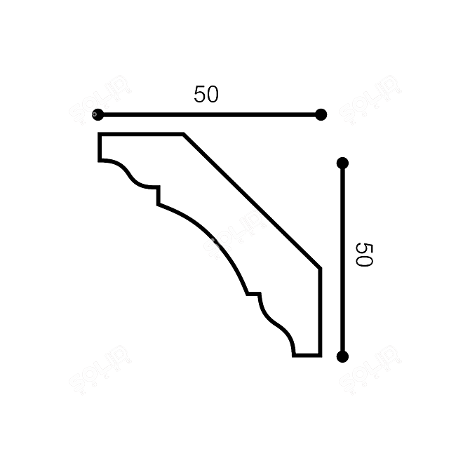 Title: Customizable K-118 Cornice (50x50 mm) 3D model image 2