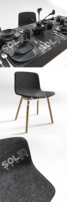 Modern Nordic Hay Chair Table Set 3D model image 2
