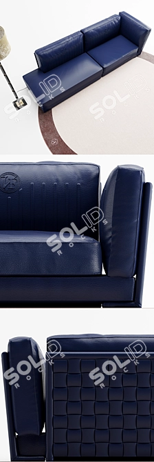 Elegant Durini Blue Sofa 3D model image 2