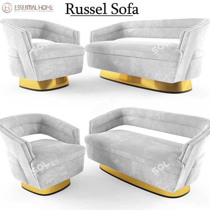 Russel Velvet Sofa: Futuristic Design, Luxurious Upholstery 3D model image 1