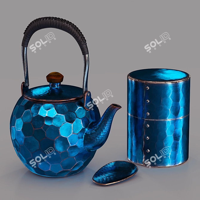 Authentic Japanese Artisan Tea Set 3D model image 1