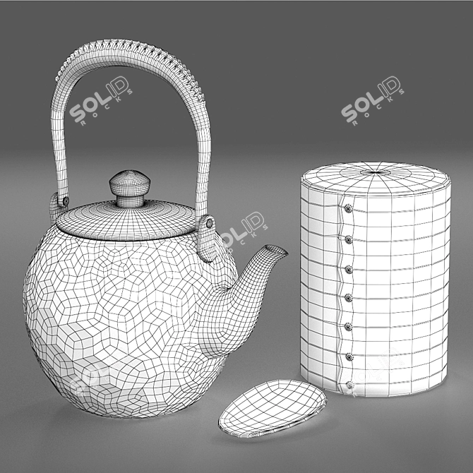 Authentic Japanese Artisan Tea Set 3D model image 3