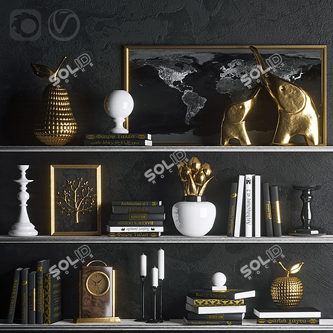 Elegant Golden Decor 3D model image 1