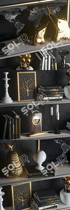 Elegant Golden Decor 3D model image 2