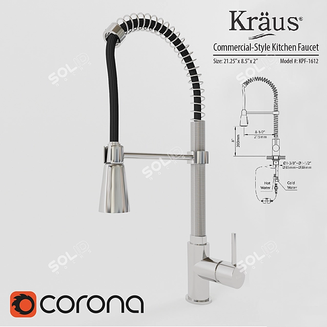 KRAUS KPF-1612: Modern Single Lever Kitchen Faucet 3D model image 1