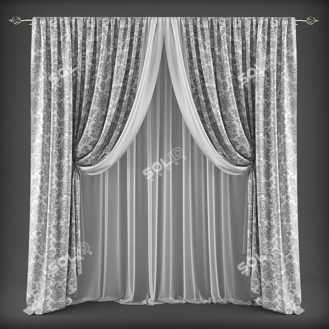 Classic Style Curtains 3D model image 1