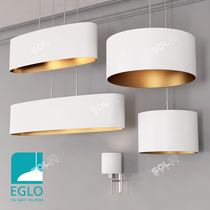 EGLO PASTERI 3-Piece White & Gold Set 3D model image 1