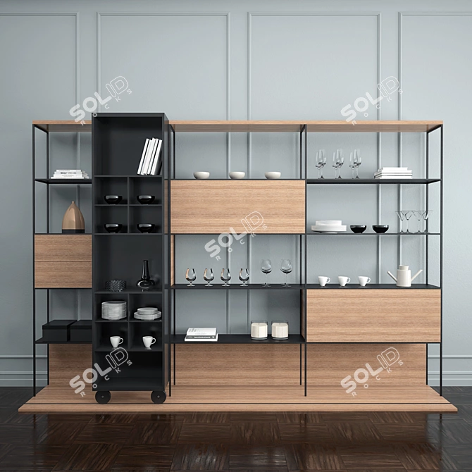 Literatura Open Kitchen Shelf 3D model image 1