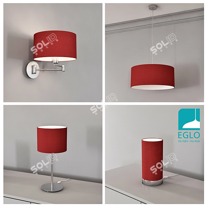 EGLO PASTERI 5-Piece Red Lighting Set 3D model image 1