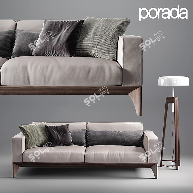 Modern Elegance: Fellow Porada Sofa & Pileo Floor Lamp 3D model image 1