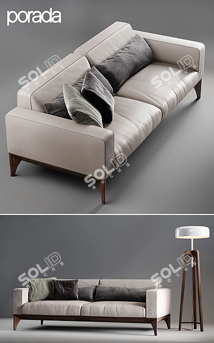 Modern Elegance: Fellow Porada Sofa & Pileo Floor Lamp 3D model image 2