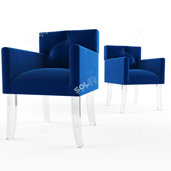 Navy Velvet Lafayette Acrylic Chair 3D model image 2