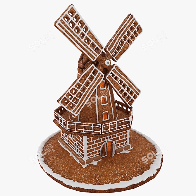 Glowing Gingerbread Mill 3D model image 1