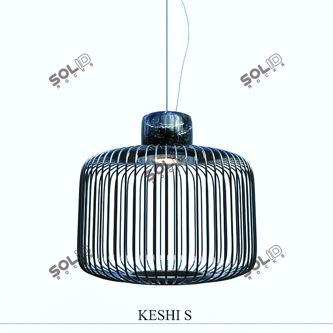 Elegant Stoneware Suspension Lamp 3D model image 1