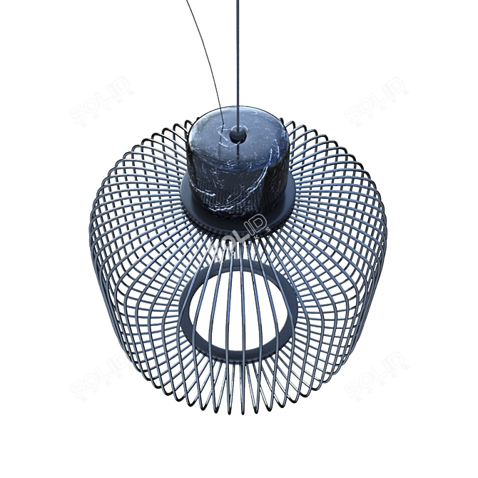 Elegant Stoneware Suspension Lamp 3D model image 2