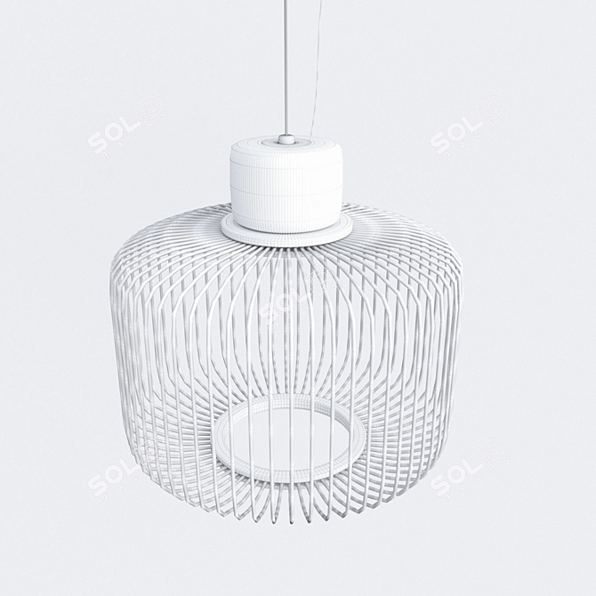 Elegant Stoneware Suspension Lamp 3D model image 3