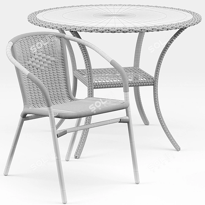 Elegant Brigance Bistro Set - Acadian Dining Chair 3D model image 3