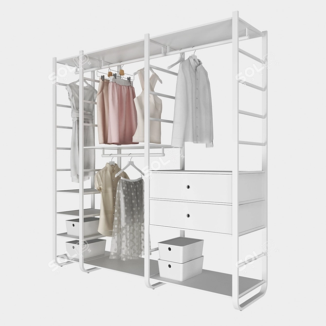 Modern Open Wardrobe System - IKEA Elwarly 3D model image 1