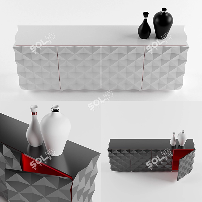 Rocky Wood Credenza 3D model image 2