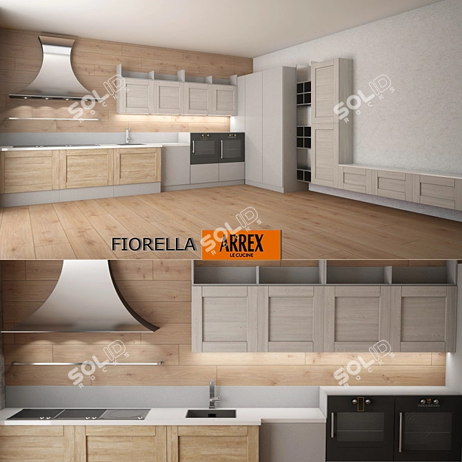 Fiorella Corner Kitchen: Flexible Modularity, Modern Design 3D model image 1