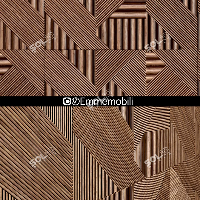 Emmemobili Walnut Wood Paneling: Elegant Stripes Design 3D model image 1