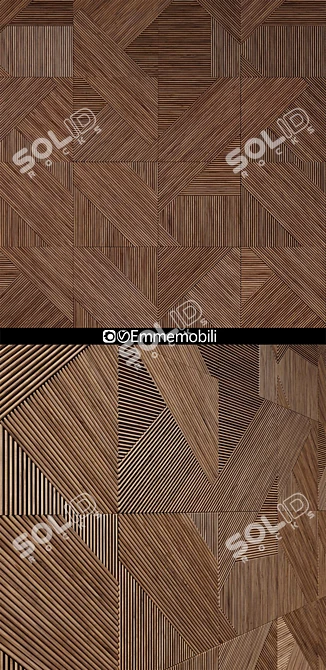 Emmemobili Walnut Wood Paneling: Elegant Stripes Design 3D model image 2