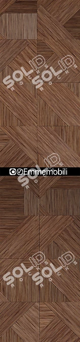 Emmemobili Walnut Wood Paneling: Elegant Stripes Design 3D model image 3