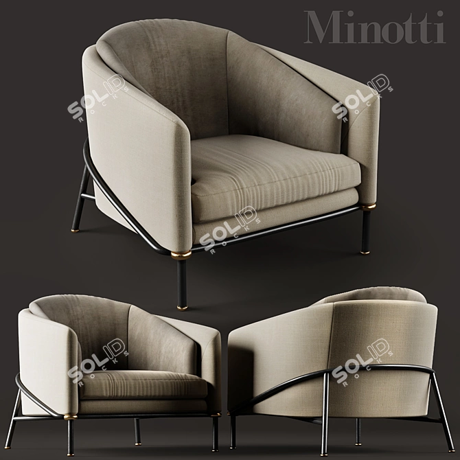 Elegant Minotti Fil noir Chair 3D model image 1