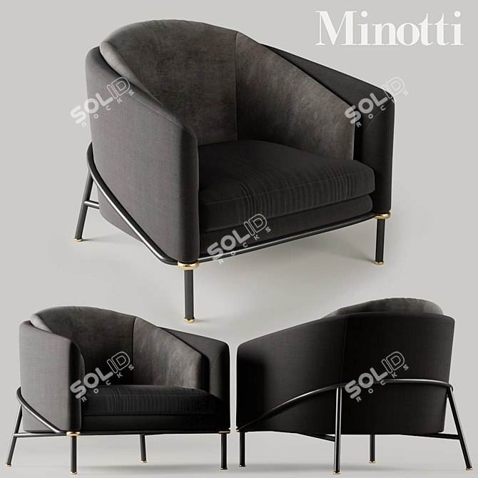 Minotti Fil Noir Black Armchair 3D model image 1